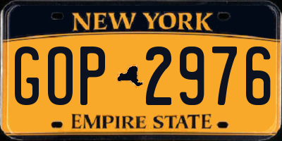 NY license plate GOP2976
