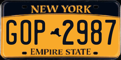 NY license plate GOP2987