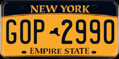 NY license plate GOP2990