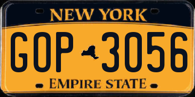 NY license plate GOP3056