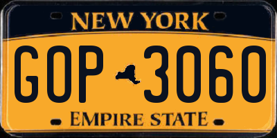 NY license plate GOP3060