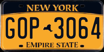 NY license plate GOP3064