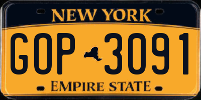 NY license plate GOP3091