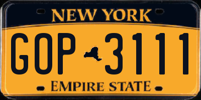 NY license plate GOP3111