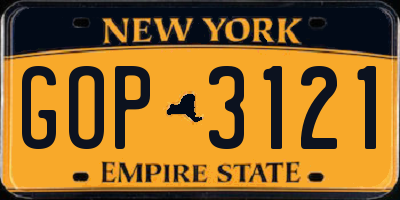 NY license plate GOP3121