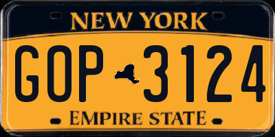 NY license plate GOP3124