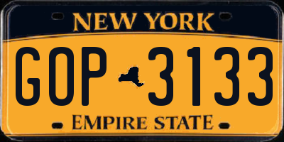 NY license plate GOP3133