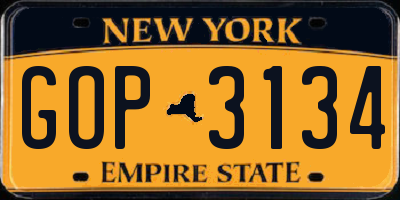 NY license plate GOP3134