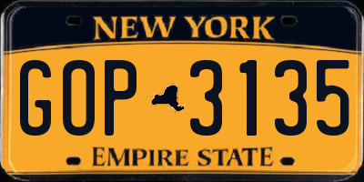 NY license plate GOP3135