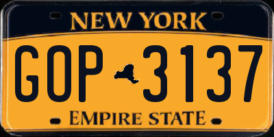 NY license plate GOP3137