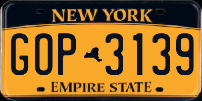 NY license plate GOP3139
