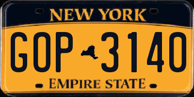 NY license plate GOP3140