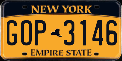 NY license plate GOP3146