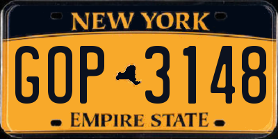 NY license plate GOP3148