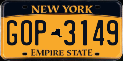 NY license plate GOP3149