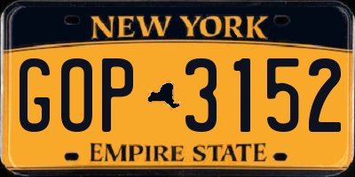 NY license plate GOP3152