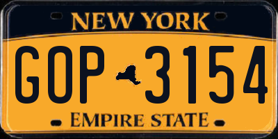 NY license plate GOP3154