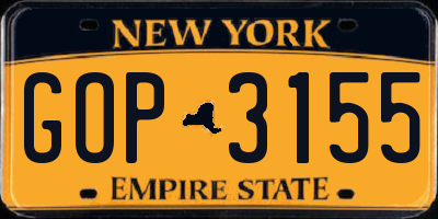 NY license plate GOP3155