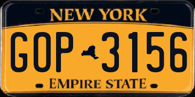 NY license plate GOP3156