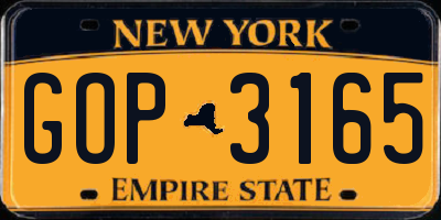 NY license plate GOP3165