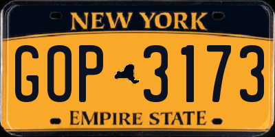 NY license plate GOP3173