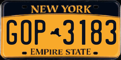 NY license plate GOP3183