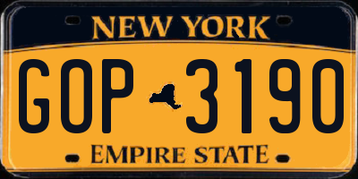 NY license plate GOP3190