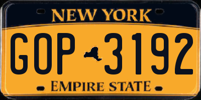 NY license plate GOP3192