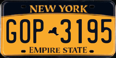 NY license plate GOP3195