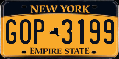 NY license plate GOP3199