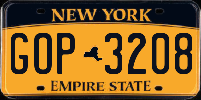 NY license plate GOP3208