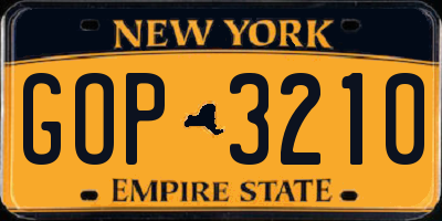 NY license plate GOP3210