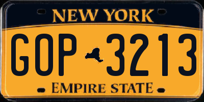 NY license plate GOP3213