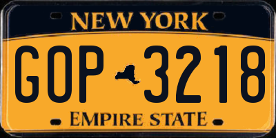 NY license plate GOP3218