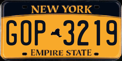 NY license plate GOP3219