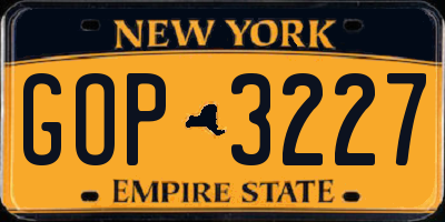NY license plate GOP3227