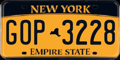 NY license plate GOP3228