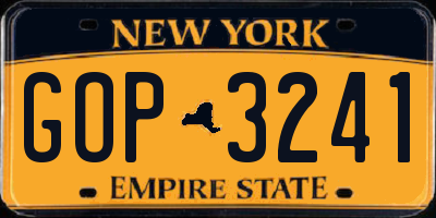 NY license plate GOP3241