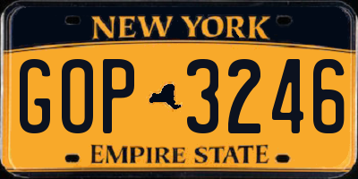 NY license plate GOP3246