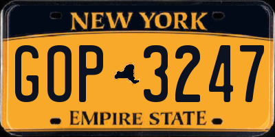 NY license plate GOP3247