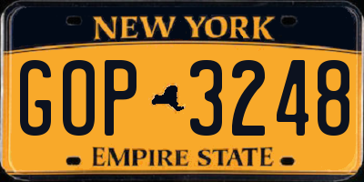 NY license plate GOP3248