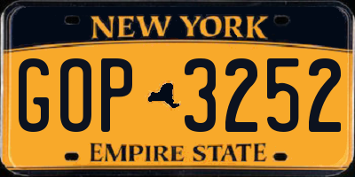 NY license plate GOP3252