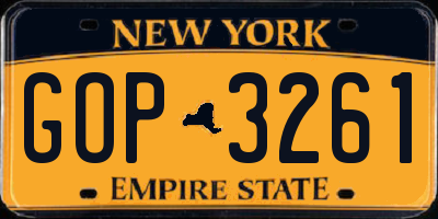 NY license plate GOP3261