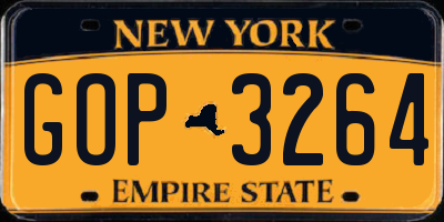 NY license plate GOP3264