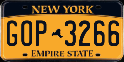 NY license plate GOP3266