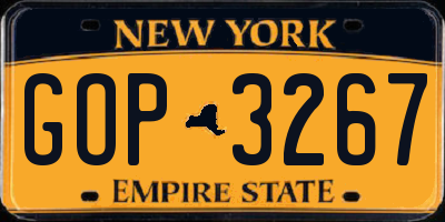 NY license plate GOP3267