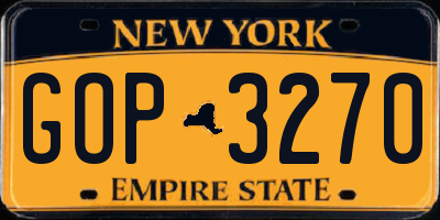 NY license plate GOP3270