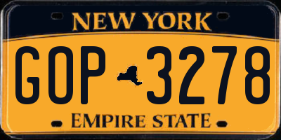 NY license plate GOP3278