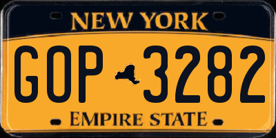 NY license plate GOP3282