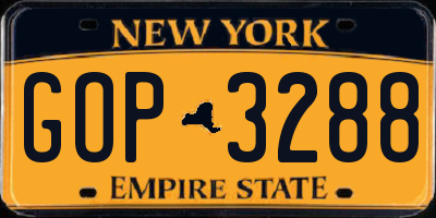NY license plate GOP3288